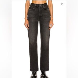 Re/Done Jeans Womens Size 31 70s Bootcut Button Fly High Rise Faded Black CL